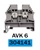 304141...FEED-THROUGH TERMINAL AVK 6, 8MM WIDTH, 26-8AWG UL,  600V 50AMP, BLUE COLOR