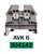 304142...FEED-THROUGH TERMINAL AVK 6, 8MM WIDTH, 26-8AWG UL,  600V 50AMP, GREEN COLOR