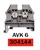 304144...FEED-THROUGH TERMINAL AVK 6, 8MM WIDTH, 26-8AWG UL,  600V 50AMP, RED COLOR