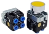 BA5-E-2...YELLOW FLUSH PUSH BUTTON, 1 PC NON-PASSING VALVE & 1 PC PASSING VALVE, <B>5/32" TUBE OD PUSH-IN  FITTING</B>