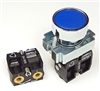 BA6-A-1...BLUE FLUSH PUSH BUTTON, 1 PC NON-PASSING VALVE, <b>10-32 FEMALE THREADED  FITTING </b>