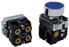 BA6-E-1...BLUE FLUSH PUSH BUTTON, 1 PC NON-PASSING VALVE & 1 PC PASSING VALVE, <B>10-32 FEMALE THREADED FITTING</B>