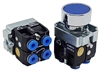 BA6-E-2...BLUE FLUSH PUSH BUTTON, 1 PC NON-PASSING VALVE & 1 PC PASSING VALVE, <B>5/32" TUBE OD PUSH-IN  FITTING</B>