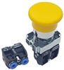 BC5-A-2..YELLOW SPRING RETURN MUSHROOM HEAD PUSH BUTTON, 1 PC NON-PASSING VALVE, <B>5/32" OD PUSH IN FITTING</B>