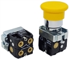 BC5-E-1...YELLOW SPRING RETURN MUSHROOM HEAD PUSH BUTTON, 1 PC PASSING & 1 PC NON-PASSING VALVES, <B>10-32 FEMALE THREADED FITTING</B>