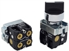 BDR2-E-1...2 POSITION SELECTOR SWITCH, <b>SPR RETURN</b>, 1 PASSING & 1 NON-PASSING AIR VALVES, <B>10-32 FEMALE THREADED FITTING</B>