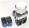 BL1-A-2...WHITE PROJECTING PUSH BUTTON, 1 PC NON-PASSING VALVE, <B>5/32" OD PUSH IN FITTING</B>