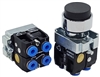 BL2-E-2...BLACK PROJECTING PUSH BUTTON, 1 PC NON-PASSING & 1 PASSING VALVE, <B>5/32" TUBE OD PUSH-IN  FITTING</B>