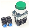 BL3-A-2...GREEN PROJECTING PUSH BUTTON, 1 PC NON-PASSING VALVE, <B>5/32" OD PUSH IN FITTING</B>