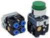 BL3-E-2...GREEN PROJECTING PUSH BUTTON, 1 PC NON-PASSING & 1 PASSING VALVE, <B>5/32" TUBE OD PUSH-IN FITTING</B>