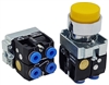 BL5-E-2...YELLOW PROJECTING PUSH BUTTON, 1 PC NON-PASSING & 1 PASSING VALVE, <B>5/32" TUBE OD PUSH-IN FITTING</B>