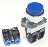 BL6-A-2...BLUE PROJECTING PUSH BUTTON, 1 PC NON-PASSING VALVE, <B>5/32" OD PUSH IN FITTING</B>