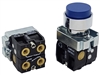 BL6-E-1...BLUE PROJECTING PUSH BUTTON, 1 PC NON-PASSING & 1 PASSING VALVE, <B>10-32 FEMALE THREADED FITTING</B>