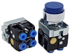 BL6-E-2....BLUE PROJECTING PUSH BUTTON, 1 PC NON-PASSING & 1 PASSING VALVE, <B>5/32" TUBE OD PUSH-IN FITTING</B>