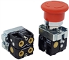 BS54-E-1...MUSHROOM HEAD PUSH BUTTON & SELECTOR ASSEMBLY, INCLUDES 1 PC NON-PASSING VALVE, 40MM TWIST TO RELEASE MUSHROOM HEAD, <B>10-32 FEMALE THREADED FITTING</B> WITH 1 PC PASSING & 1 PC NON-PASSING AIR VALVES