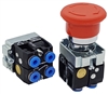 BS54-E-2...MUSHROOM HEAD PUSH BUTTON & SELECTOR ASSEMBLY, INCLUDES 1 PC NON-PASSING VALVE, 40MM TWIST TO RELEASE MUSHROOM HEAD, <B>5/32" TUBE OD PUSH-IN FITTING</B> WITH 1 PC PASSING & 1 PC NON-PASSING AIR VALVES