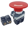 BS64-A-1...MUSHROOM HEAD PUSH BUTTON & SELECTOR ASSEMBLY, INCLUDES 1 PC NON-PASSING VALVE, 60MM TWIST TO RELEASE MUSHROOM HEAD, <B>10-32 FEMALE THREADED FITTING</B>